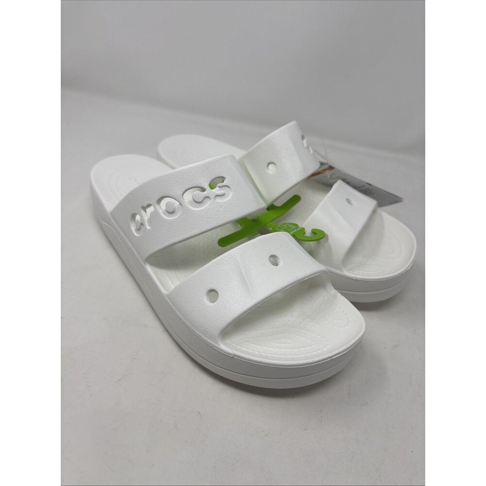 Crocs Baya Platform Sandals Women’s 10 White Double Strap Slides NWT